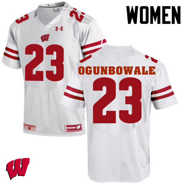 Wisconsin Badgers Women's #23 Dare Ogunbowale NCAA Under Armour Authentic White College Stitched Football Jersey QK40B10JM